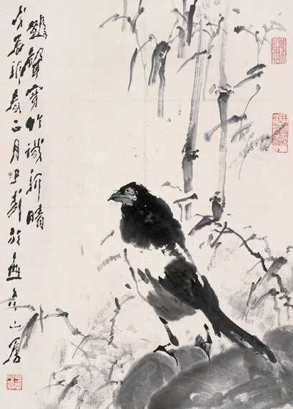 王子武 竹鸟 镜心